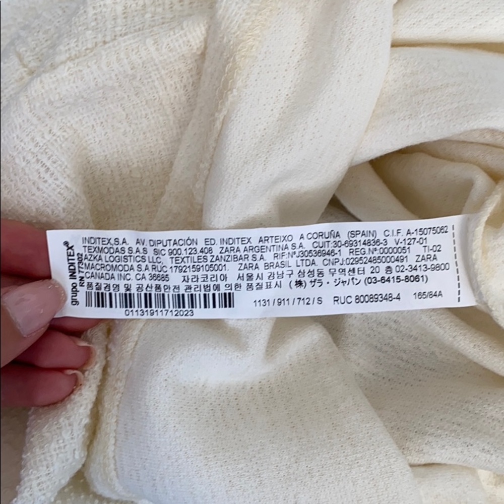 NWOT Zara Small White TEXTURED DRESS WITH VOLUME - Picture 7 of 15